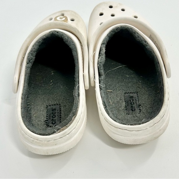 White‎ Crocs Kid Youth Grey Fleece Lined Unisex Slip on Shoes size 2 - Picture 4 of 8